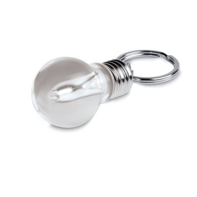 Picture of LIGHT BULB SHAPE KEYRING in White.