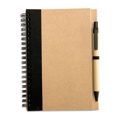 Picture of B6 RECYCLED NOTE BOOK with Pen in Black.