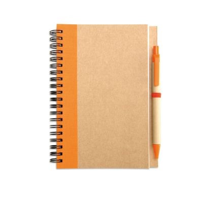 Picture of B6 RECYCLED NOTE BOOK with Pen in Orange.