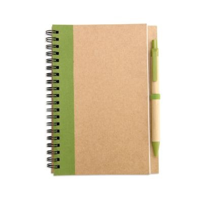 Picture of B6 RECYCLED NOTE BOOK with Pen in Green.