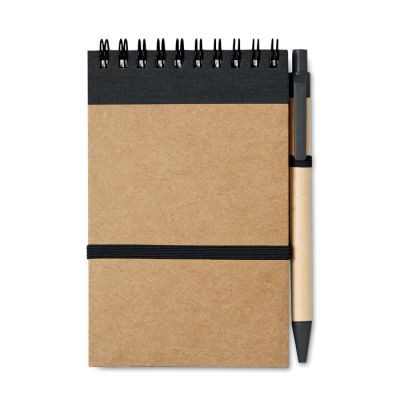 Picture of A6 RECYCLED NOTE PAD with Pen in Black.