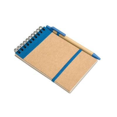 Picture of A6 RECYCLED NOTE PAD with Pen in Blue.