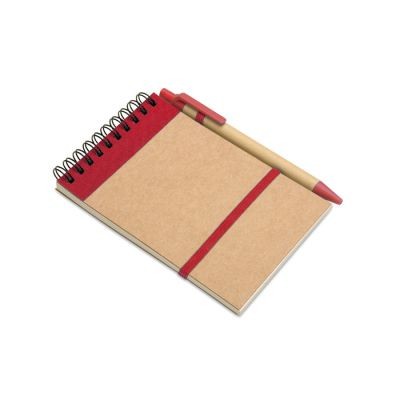 Picture of A6 RECYCLED NOTE PAD with Pen in Red.