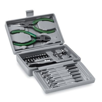 Picture of FOLDING 25 PIECE TOOL SET in Silver.