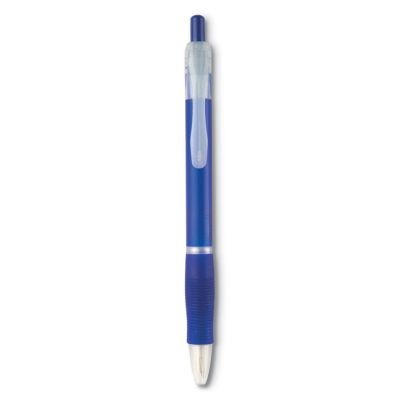 Picture of BALL PEN with Rubber Grip in Transparent Blue.