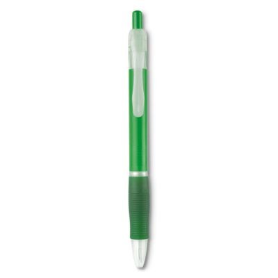 Picture of BALL PEN with Rubber Grip in Transparent Green.