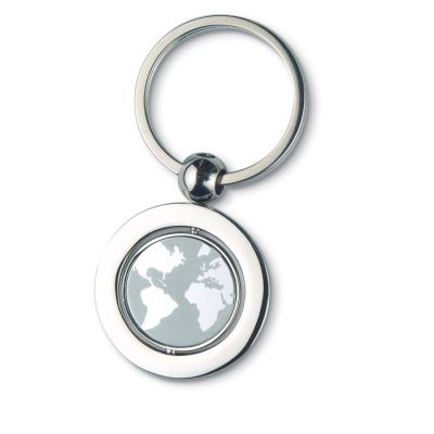 Picture of GLOBE METAL KEYRING in Silver.