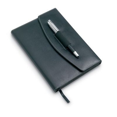 Picture of A5 NOTE BOOK PORTFOLIO with Pen in Black.