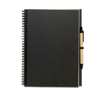 Picture of RECYCLED NOTE BOOK with Pen in Black.