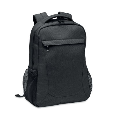 Picture of 600D RPET LAPTOP BACKPACK RUCKSACK in Black.