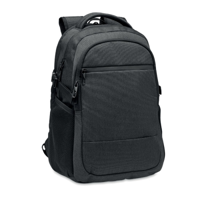 Picture of 600D RPET LAPTOP BACKPACK RUCKSACK in Black.