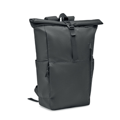 Picture of 300D RPET ROLLTOP BACKPACK RUCKSACK in Black