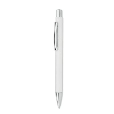 Picture of RECYCLED PAPER PUSH BALL PEN in White.