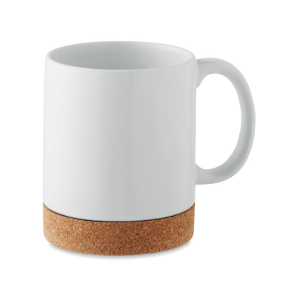 Picture of SUBLIMATION CERAMIC POTTERY CORK MUG in White.