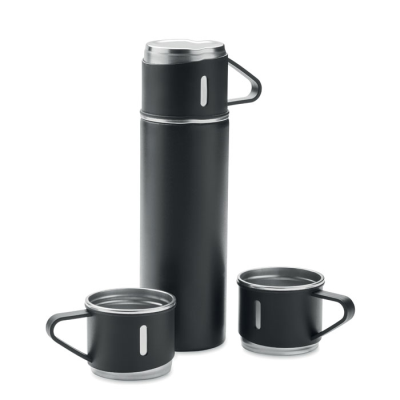 Picture of DOUBLE WALL BOTTLE AND CUP SET in Black.