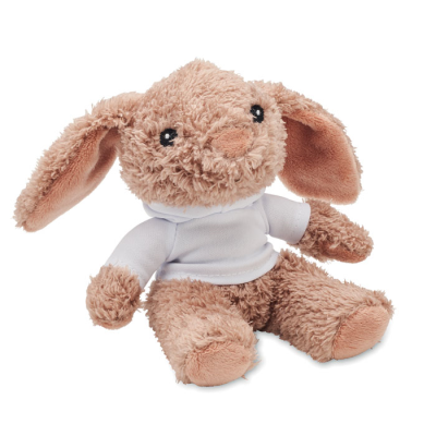 Picture of BUNNY RABBIT PLUSH WEARING a HOODED HOODY in White.