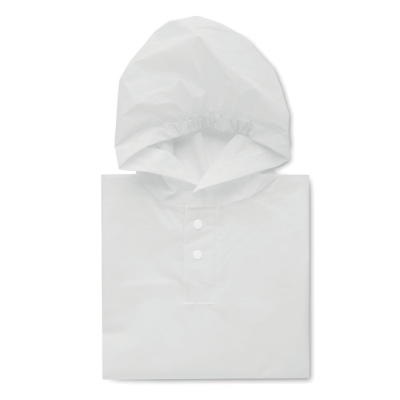 Picture of PEVA KID RAINCOAT with Hood in White.
