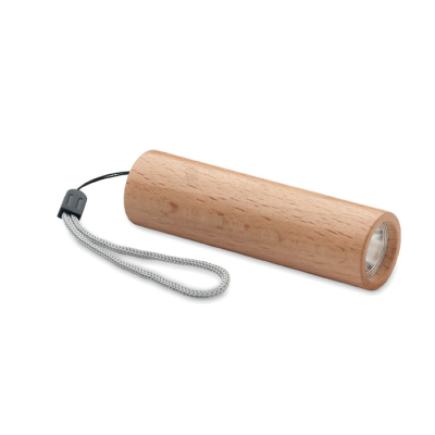 Picture of BEECH WOOD WOOD RECHARGEABLE TORCH in Brown.