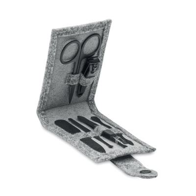Picture of RPET FELT 6 PIECE MANICURE SET in Grey.