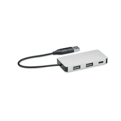 Picture of 3 PORT USB HUB with 20Cm Cable in Silver.