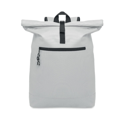Picture of 600DPOLYESTER ROLLTOP BACKPACK RUCKSACK in White.