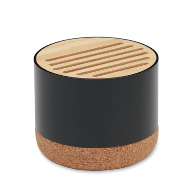 Picture of CORK AND ALUMINIUM METAL SPEAKER in Black.