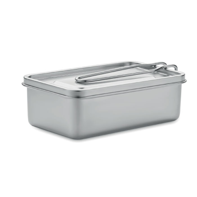 Picture of STAINLESS STEEL METAL LUNCH BOX in Silver.