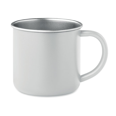 Picture of RECYCLED STAINLESS STEEL METAL MUG in White.