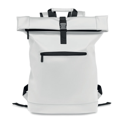 Picture of LAPTOP PU ROLLTOP BACKPACK RUCKSACK in White.