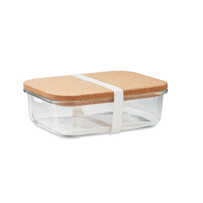 Picture of GLASS LUNCH BOX with Cork Lid in White