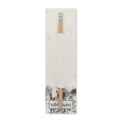 Picture of NATURAL PENCIL in Seeded Pouch in White.