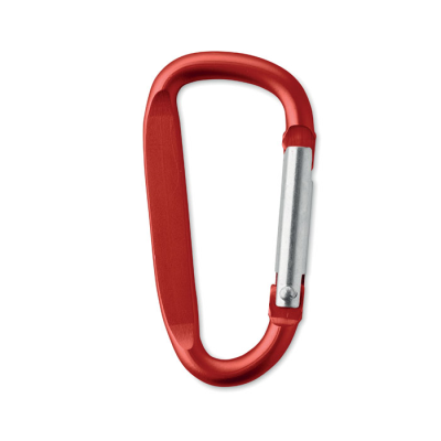 Picture of CARABINER CLIP in Aluminium Metal in Red.