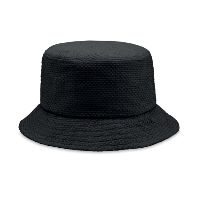 Picture of PAPER STRAW BUCKET HAT in Black.