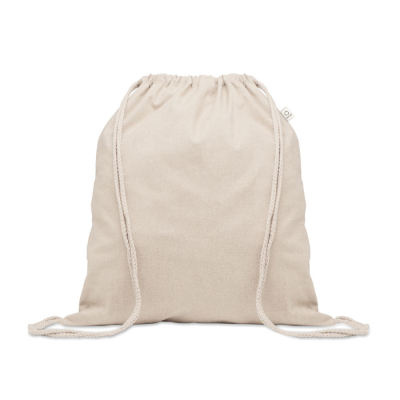Picture of RECYCLED COTTON DRAWSTRING BAG in Brown