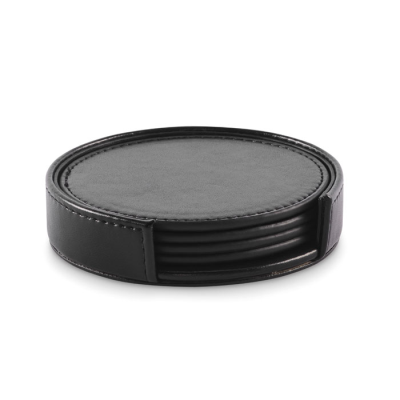 Picture of SET OF 4 PU COASTERS in Black