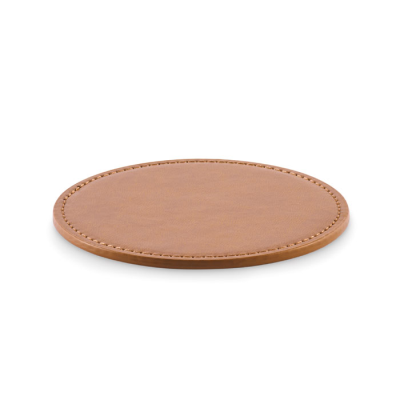 Picture of ROUND COASTER in PU in Brown