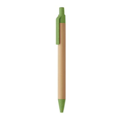 Picture of PUSH BUTTON BALL PEN in Bamboo in Green