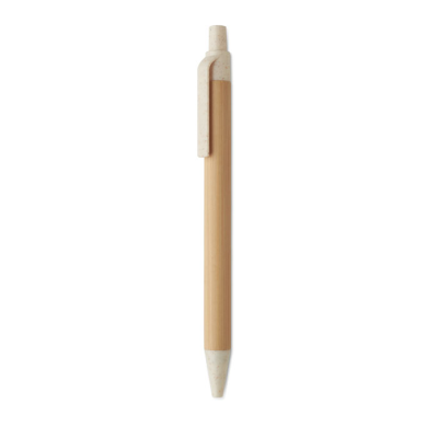 Picture of PUSH BUTTON BALL PEN in Bamboo in Brown