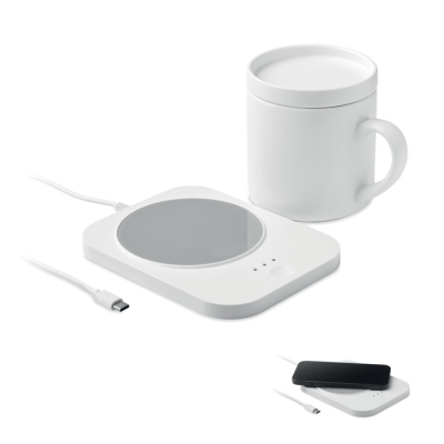 Picture of CORDLESS CHARGER MUG WARMER SET in White