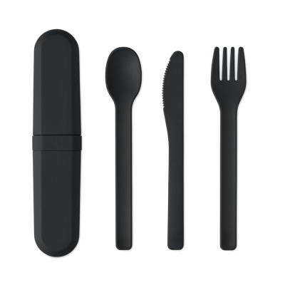 Picture of CUTLERY SET AND CASE in Pla in Black