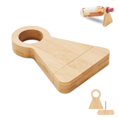 Picture of BAMBOO BOTTLE STAND & OPENER in Brown