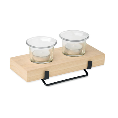 Picture of TEA LIGHT HOLDER SET with Stand in Brown