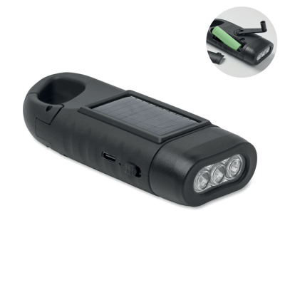 Picture of SOLAR TORCH with Kinetic Dynamo Dynamo Crank in Black