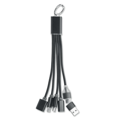 Picture of 3-IN-1 CHARGER CABLE KEYRING in Black