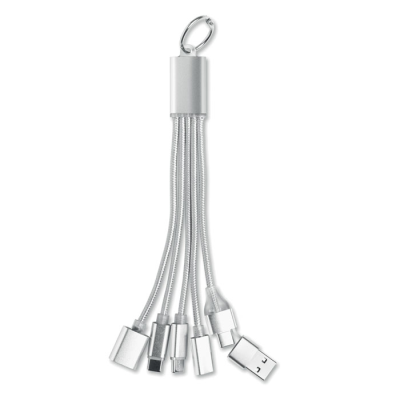 Picture of 3-IN-1 CHARGER CABLE KEYRING in Silver