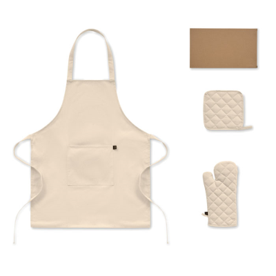 Picture of RECYCLED COTTON KITCHEN SET in Brown