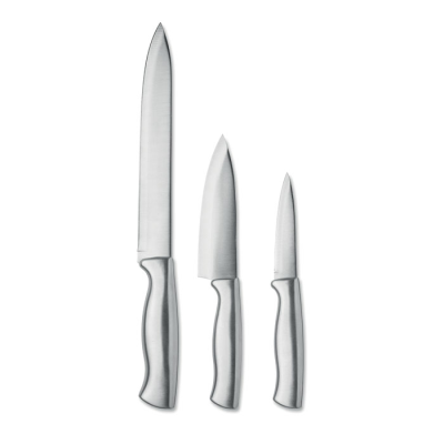 Picture of STAINLESS STEEL METAL KNIFE SET 3PCS in Silver