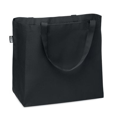 Picture of 600D RPET LARGE SHOPPER TOTE BAG in Black.