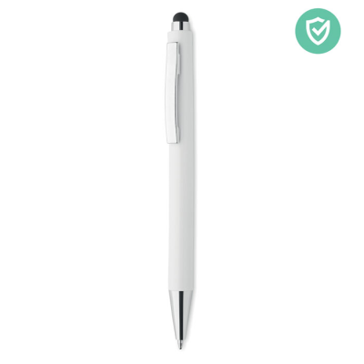 Picture of ANTIBACTERIAL STYLUS BALL PEN in White.