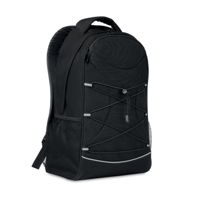 Picture of 600D RPET BACKPACK RUCKSACK in Black.